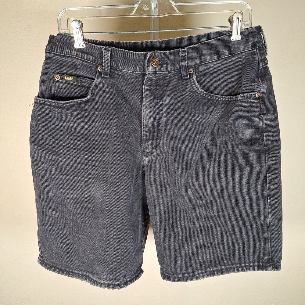 Lee Vintage 80s 90s Black Jean Denim Shorts Jorts Retro Faded‎ Distressed